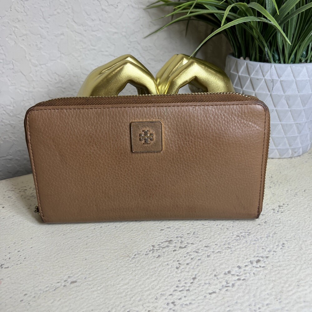 Tory Burch Zip Around Cognac Brown Long Wallet Leather Brown Woman’s Classic